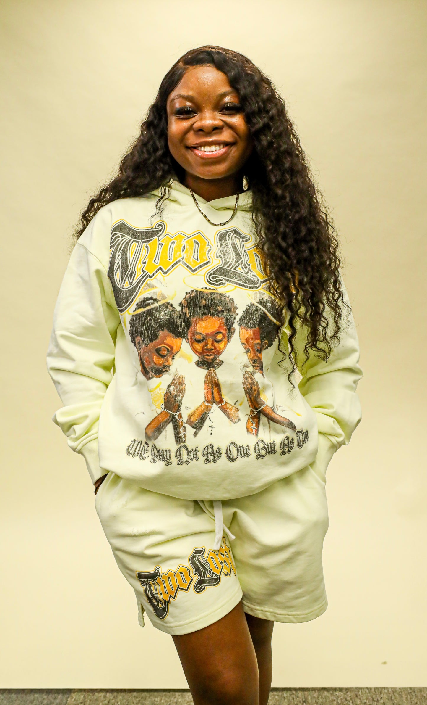 Pray as two “Cream” Shorts